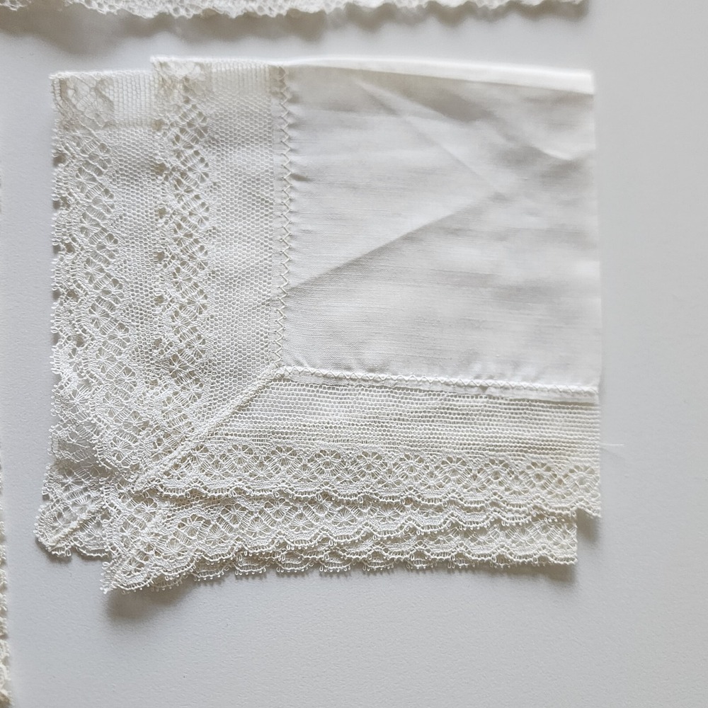 VTG Handkerchief Lot Hankie Embroidery‎ Applique White Lace Crochet Pink Linen - Picture 11 of 15